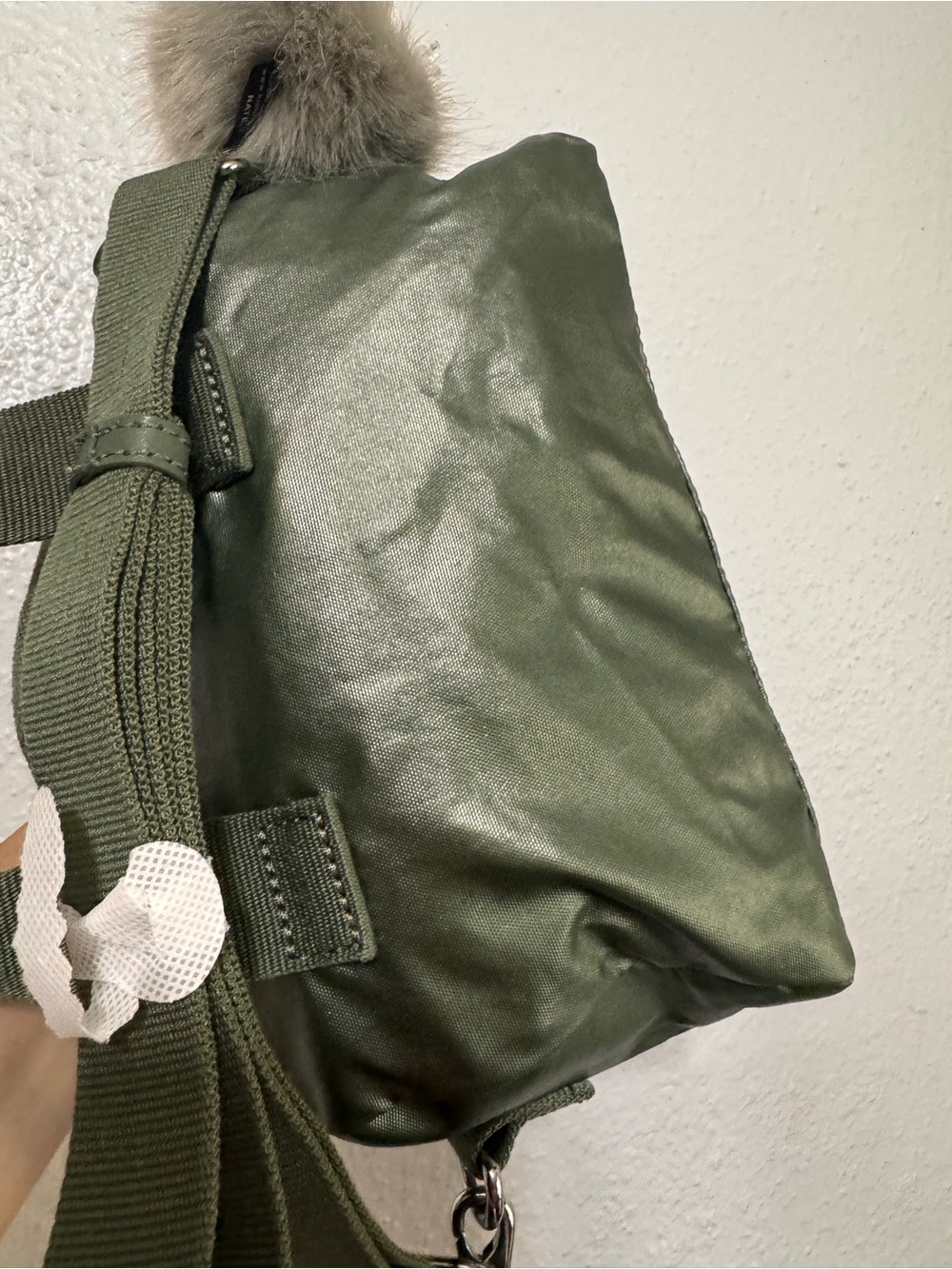 Kipling Small odette Olive Green Bag with Pom Keychain - Picture 9 of 13